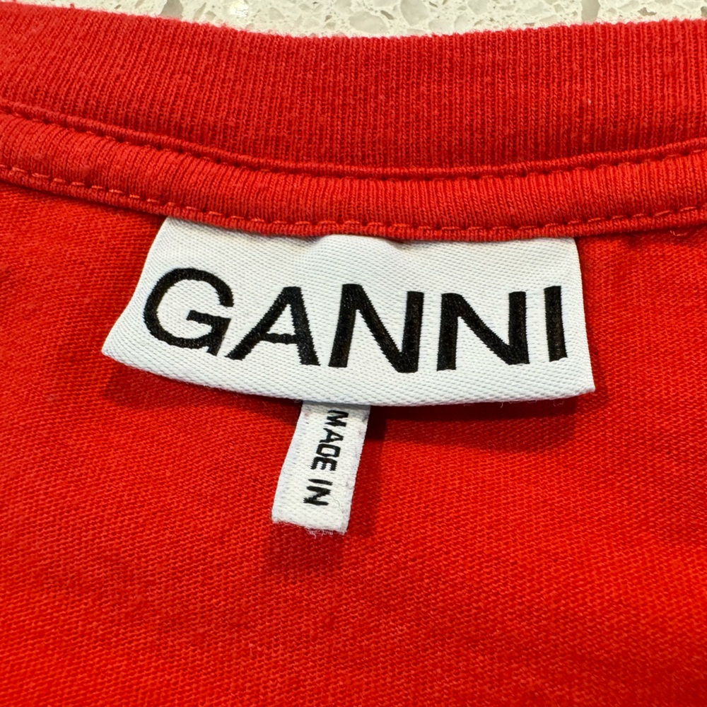 Ganni Red Short Sleeve Tee - Picture 9 of 11